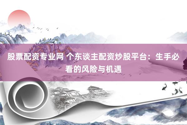 股票配资专业网 个东谈主配资炒股平台：生手必看的风险与机遇